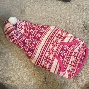 Top Paw Warm Dog Sweater with Hood, Pink Knit Size Medium